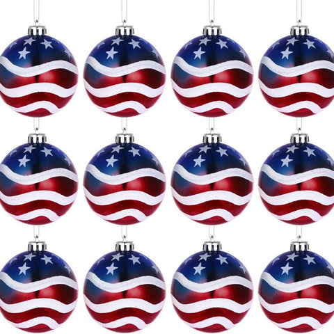 12 Pcs American Flag Painted Ornaments
